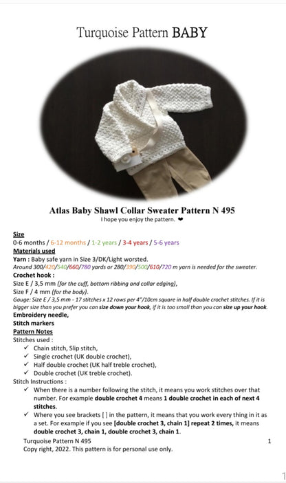 Crochet Pattern PDF Baby Girl Ruffled Romper For five sizes: 0–4 years