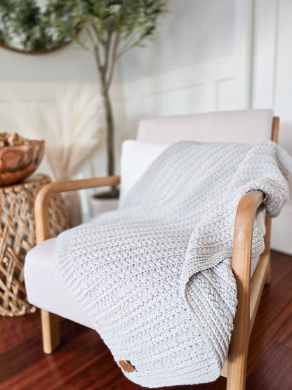 PDF Crochet Pattern + Video – Cozy Braided Wheat Stitch Blanket | 16 Sizes | Beginner-Friendly